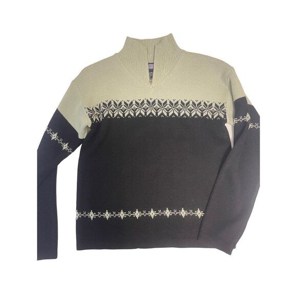 Meister Black Green Nordic Fair Isle Wool Blend Sweater Small - Picture 3 of 5